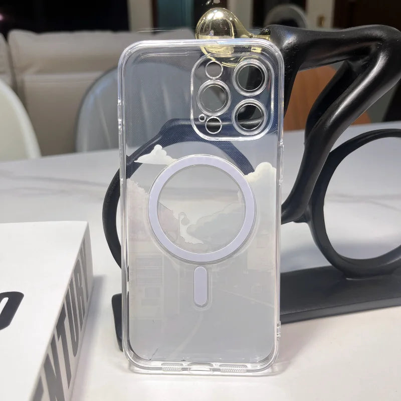 Transparent Clear MagSafe  Floral Flower Case for iPhone 16 14 15 Pro Max 15 Plus – Wireless Charging Shockproof Cover