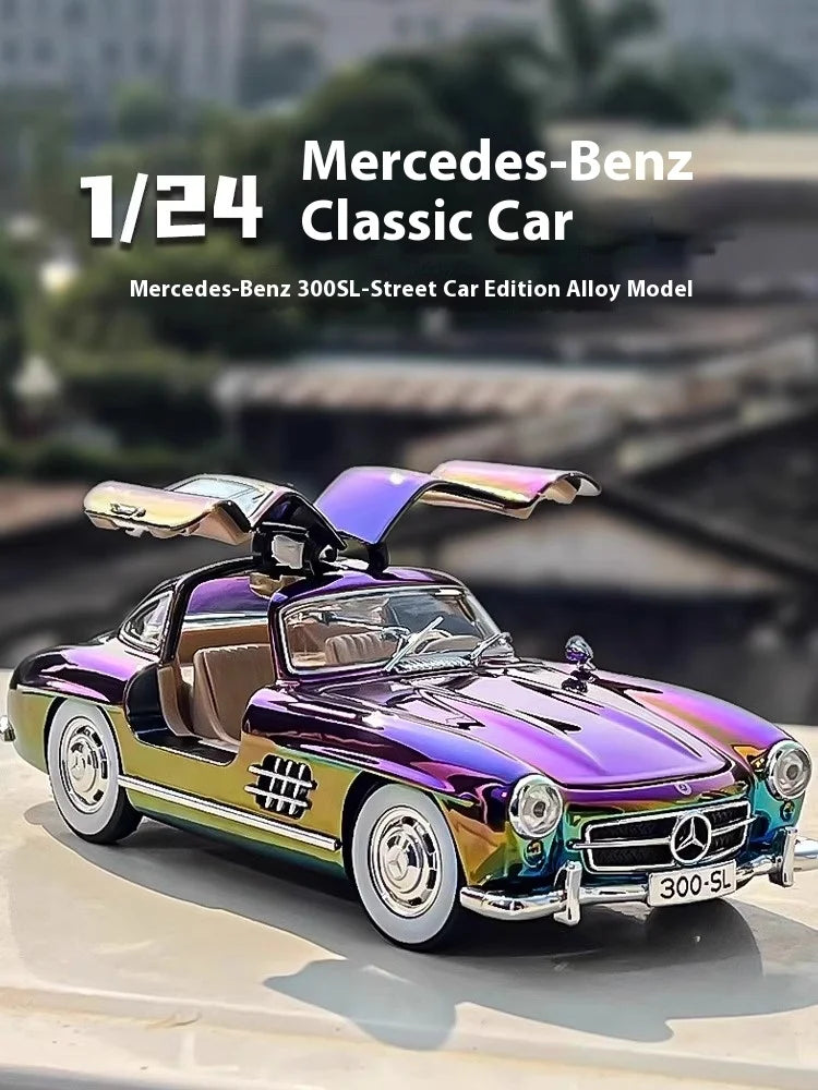 1:24 Mercedes-Benz 300SL Electroplated Version Alloy Diecast Classic Car Model Display Collection