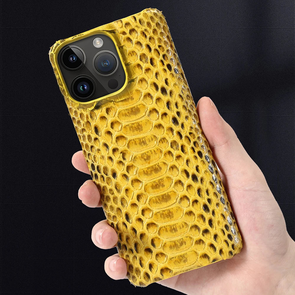 100% Genuine Python Leather Phone Cover Case For iPhone 16 15 14 Pro Max Plus 15Pro 14Pro 16Pro 16Plus Max Luxury