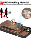 Luxury PU Leather Phone Case for iPhone 16 15 Pro Max 16e 14 Plus with Card Slot Ring Buckle Lanyard Back Cover