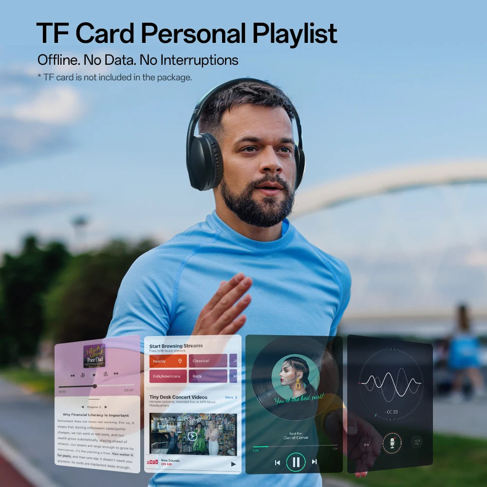 SuperEQ S6001 Bluetooth Headphones Over Ear Wireless Headset With Micro SD/TF Card/FM Radio Modes Stereo HiFi Headphones