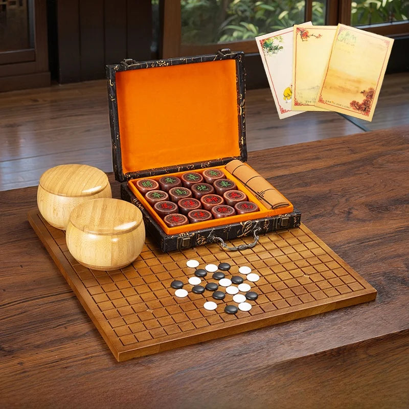 2 in 1 Wooden Chinese Chess & Go Board Game Set