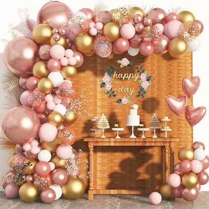 Rose Pink Gold Balloon Garland Arch Kit Confetti Latex Ballons Wedding Birthday Party Decoration Kids Baby Shower Party Supplies