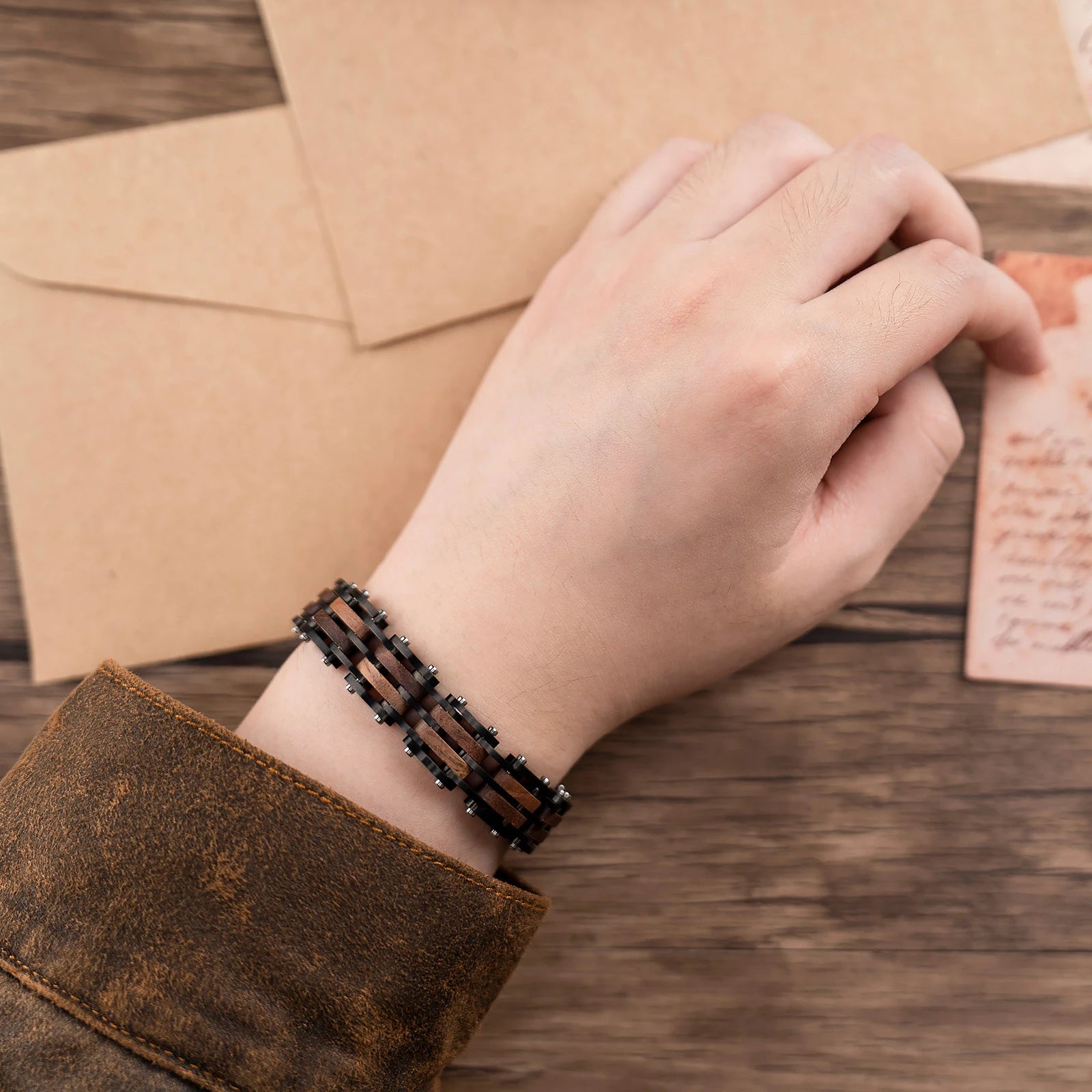 Fashion Bracelet for Metal Stainless Steel Wood Strap Jewelry Bracelets