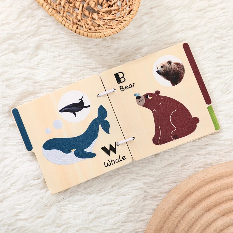 0-36 Month Baby Early Learning Toy Wooden Animals Book Parent-child Interactive Education Toy Montessori Toys Gifts For Newborns