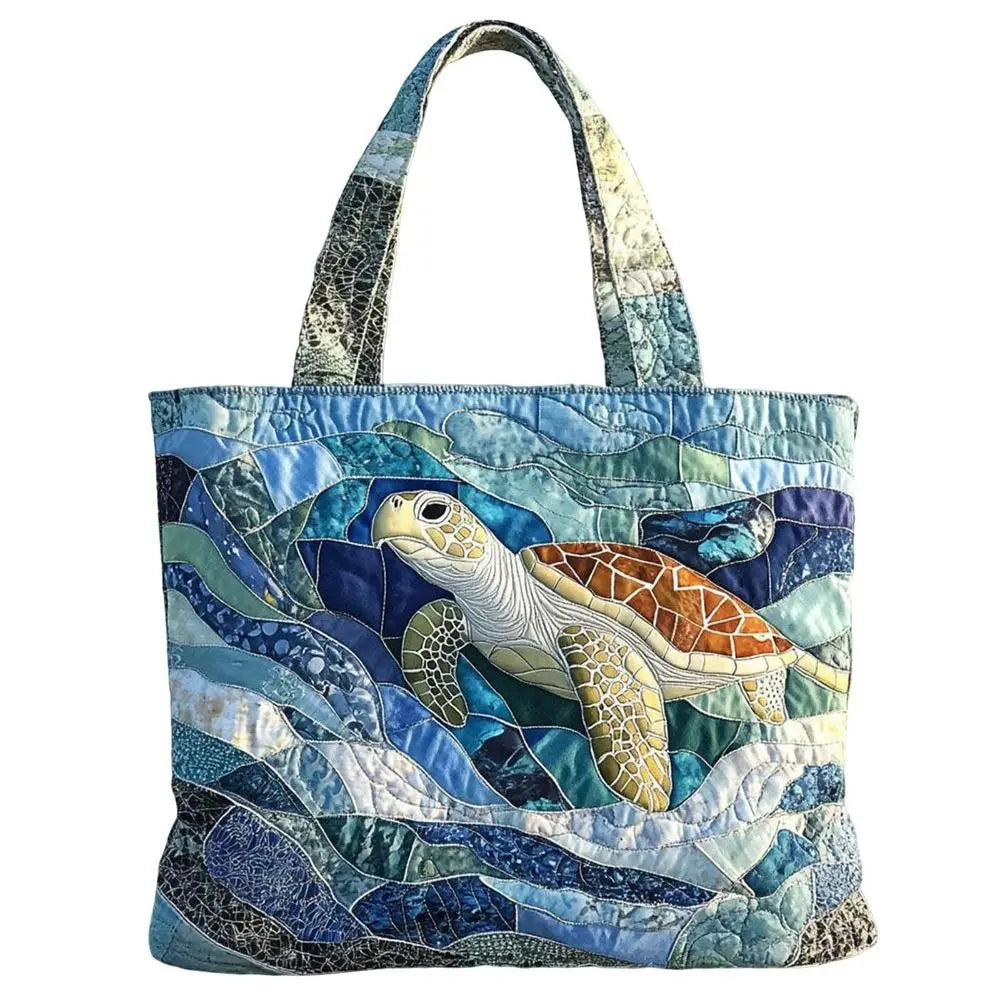 Vintage Quilted Canvas Tote Bag Large Capacity 3D Printed Shoulder Handbag