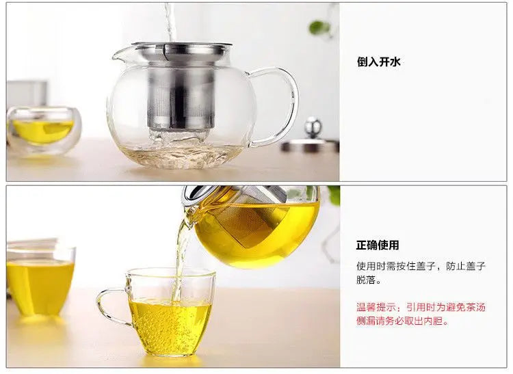 High Quality Heat Resistant Glass Tea Pot with Infuser 900ml Flower Tea Coffee Teapot