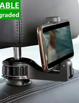 Multifunctional 2 In 1 Car Hook Hidden Mobile Phone Holder Bracket Car Clip Rear Row Headrest Hook Lock Buckle Car Mount Stand