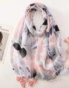 Beige Coffee Scarf Luxury Thin Women Scarves Spring Floral Hijab Veils Soft Cotton Shawl Wrap Tassel Viscose Muslim Woman Hijab