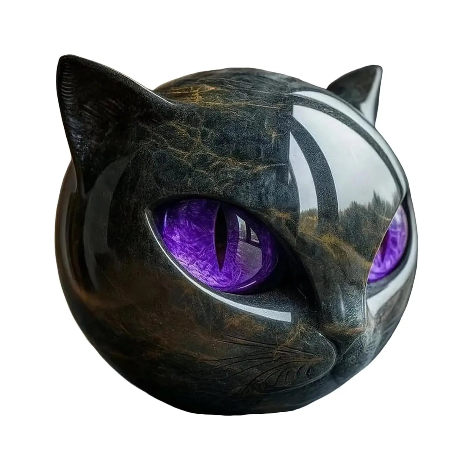Black Cat Figurine Resin Cat Head Healing Stone Marble Texture Cat Stone Resin Cat Sculpture Ornament Cat Sculpture Craft Decor