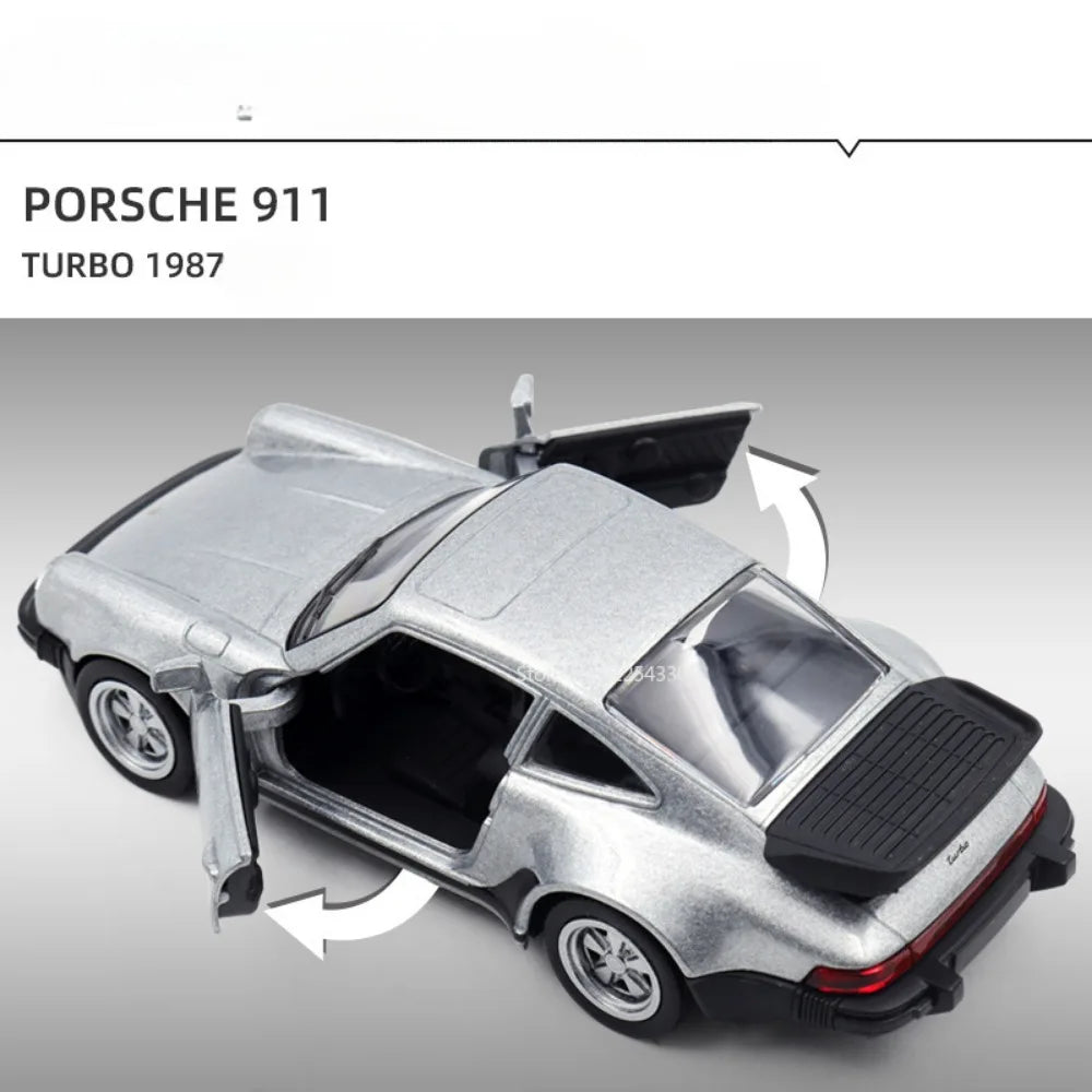 1/36 Scale Porsche 911 Turbo Toy Car Model Alloy Diecast Retro Racing with Pull Back Scale Model Car Toy for Boy Gift Collection