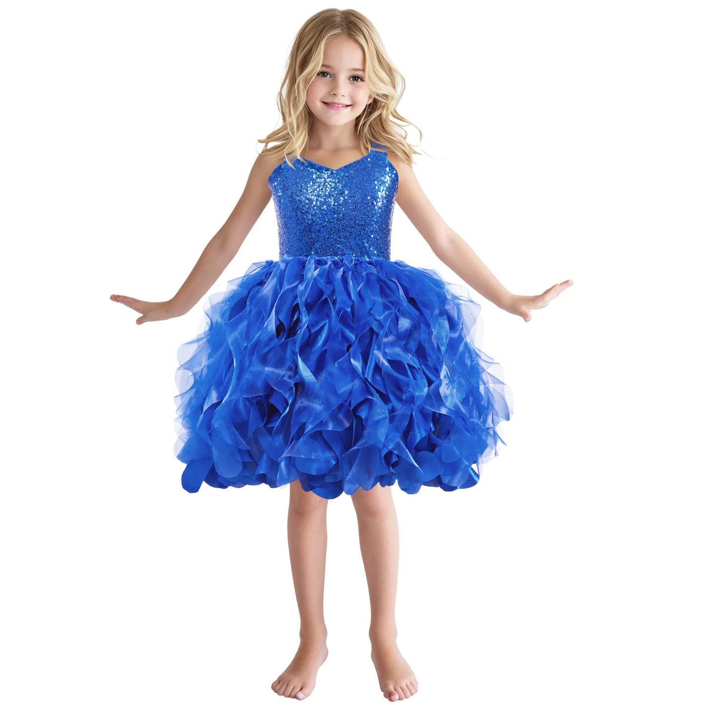 Sequin Pageant Dress with Spiral Hem Birthday Party Gown