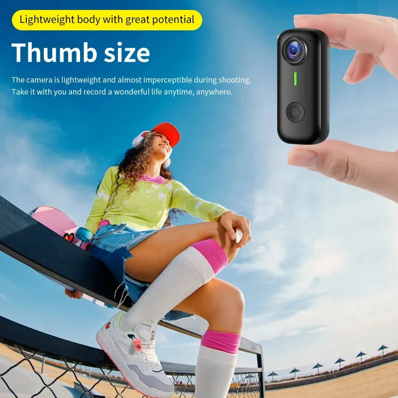 Pocket 2K Mini Magnetic Wearable Action Camera 120 Degree Wide Angle WIFI Hands Free Thumb Cam for Cycling Vlog Outdoor Recording
