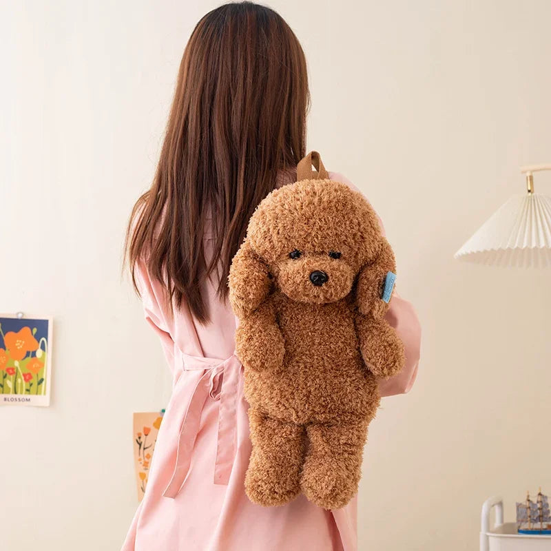 Cute Teddy Dog Plush Backpack Soft Shoulder Bag