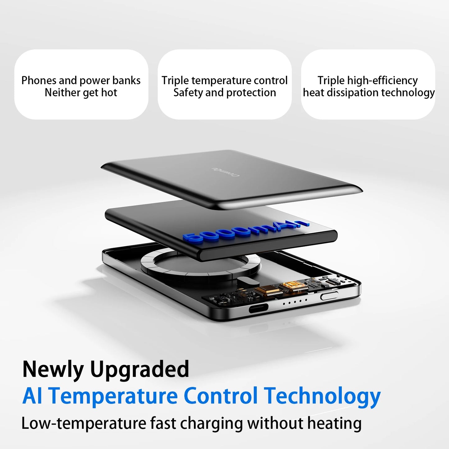 Metal Magnetic Wireless Power Bank 20W USB-C Fast Charging Protable External Battery for iPhone 17 16 15 14 13 12 Smartphone