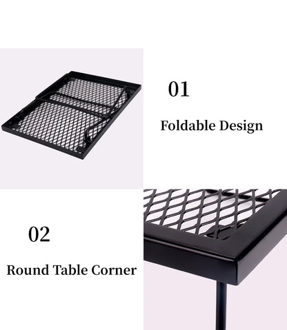 Outdoor Folding Steel Iron Mesh Table Camping Picnic Portable Storage Table Picnic Barbecue Cooking Table