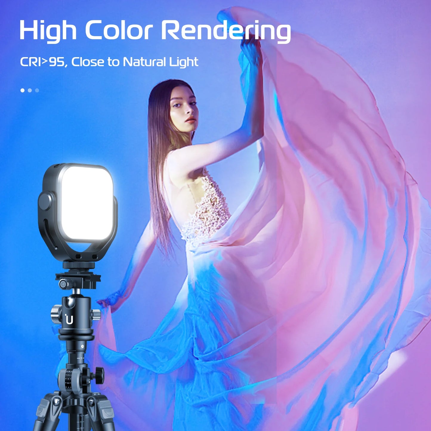 VL66 RGB Video Light – 360° Rotatable Bi-Color 2500-6500K CRI95+ Rechargeable Fill Light for DSLR, SLR & Smartphones