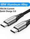 USB Type C To USB C Cable PD60W Fast Charging Cable USB C Cable for iPhone 16 15 Quick charge Cables 3A C Wire Data Sync