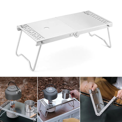 Camping Excursion Table Anti-skid Stainless Steel Mini Table Outdoor Picnic Portable Foldable BBQ Table for Family