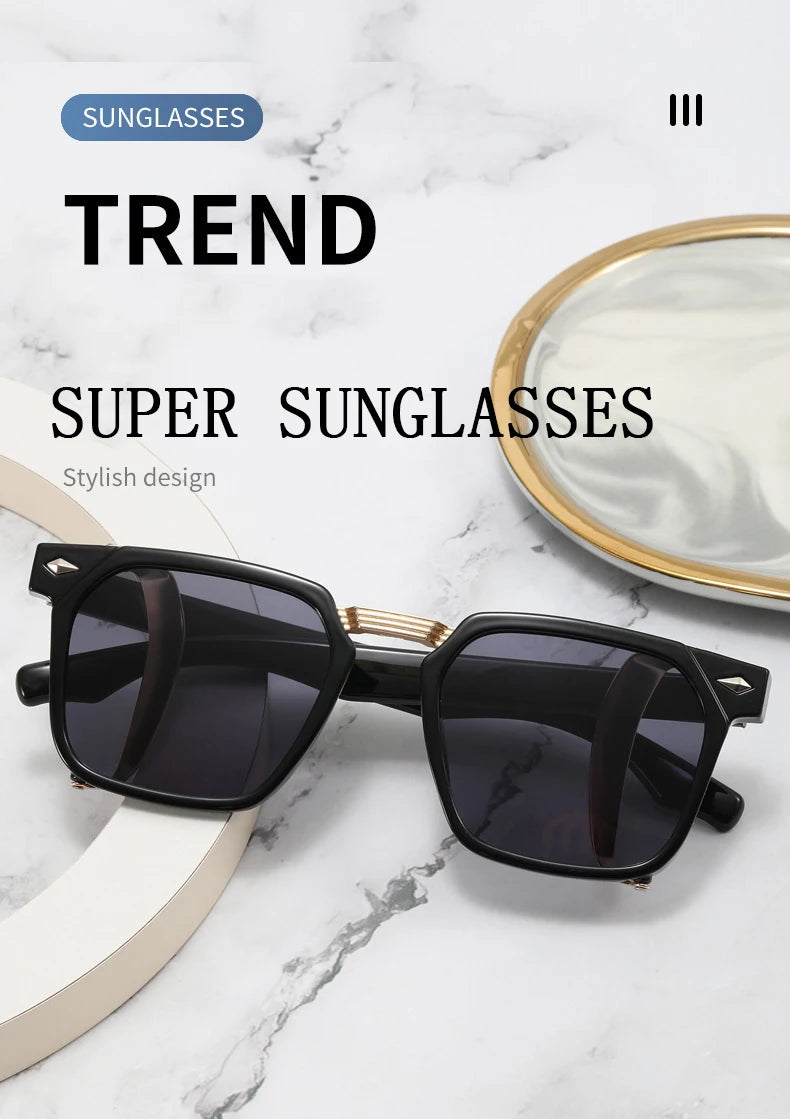 Vintage Square Punk Sunglasses With UV400 Protection