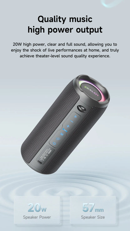 Bluetooth Speaker 20W IPX6 Waterproof Powerful Sound Box Bass Boost Dual Pairing True Wireless Speaker