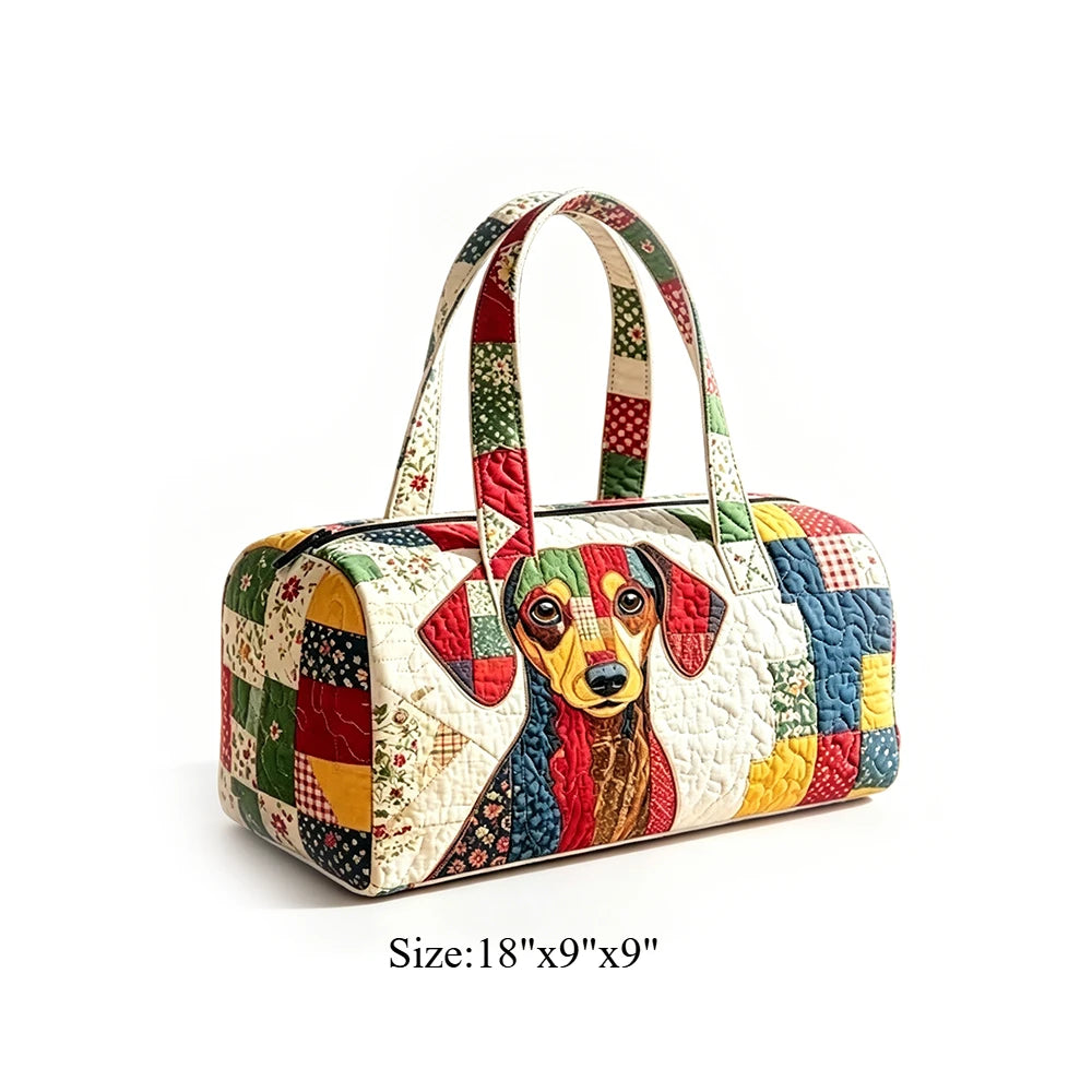 Animal Cow Floral Print Quilted Duffel Bag Weekender Travel Bag Lightweight Overnight Carry On Luggage for Gym Sports Getaway