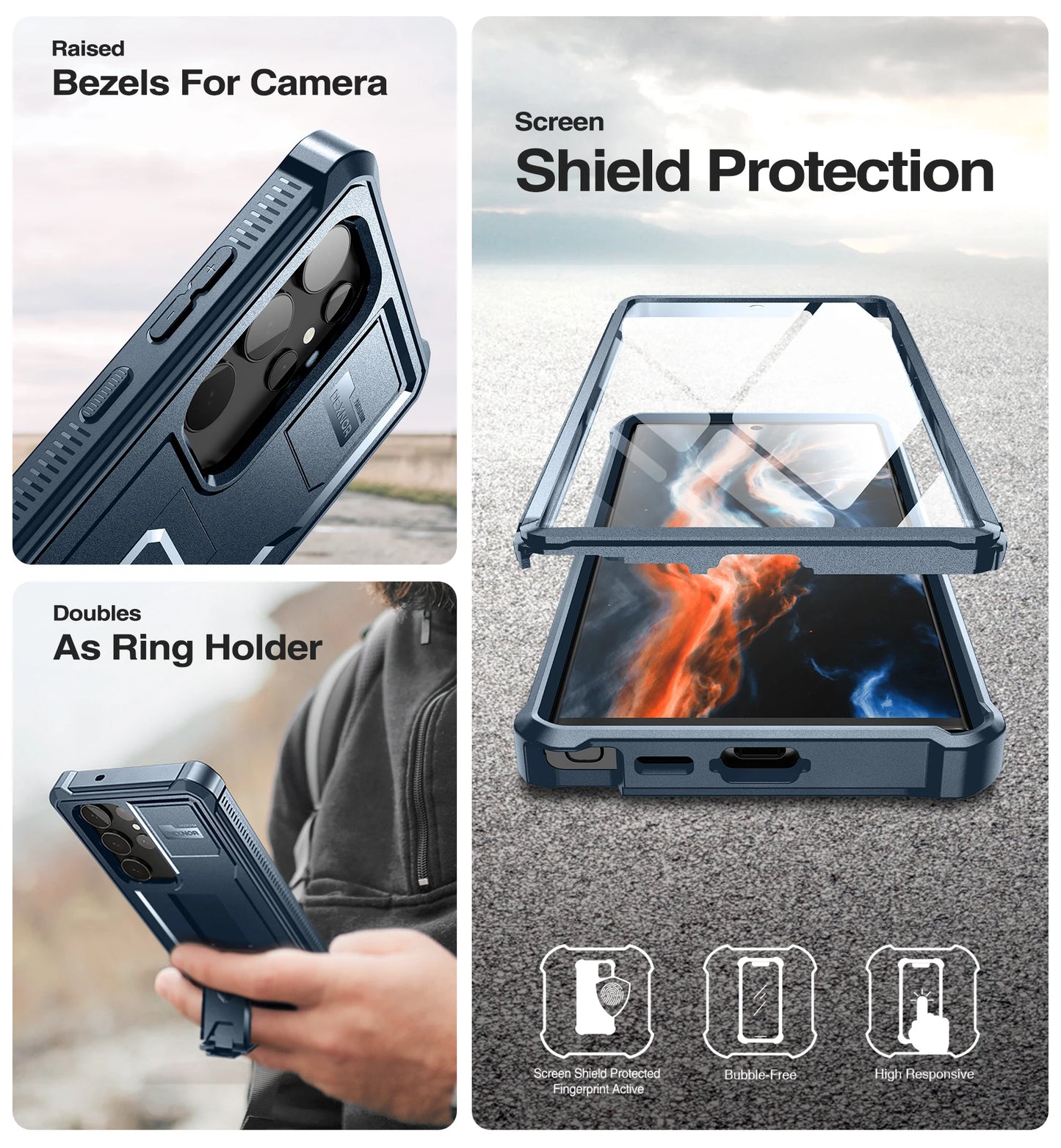 for Samsung Galaxy S23 Ultra Case Full Body Heavy Duty Military Grade Protection Built-in Screen Protector and Kickstand