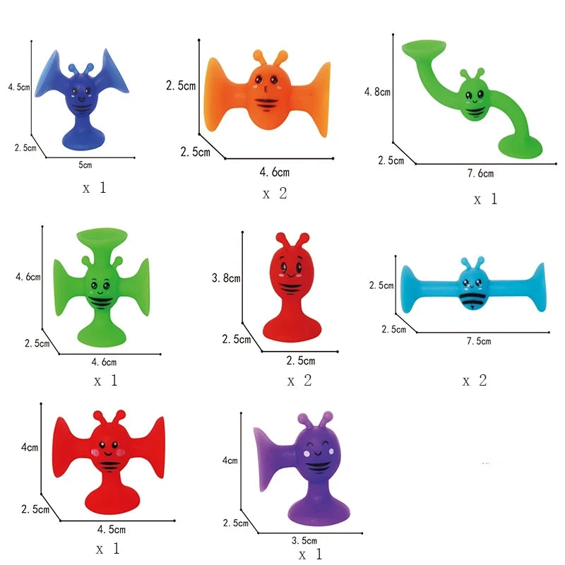Number Letter Suction Cup Toys Soft Silicone Building Blocks Toy Animal Shape DIY Puzzle Game  Sensory Sucker Bath Toys