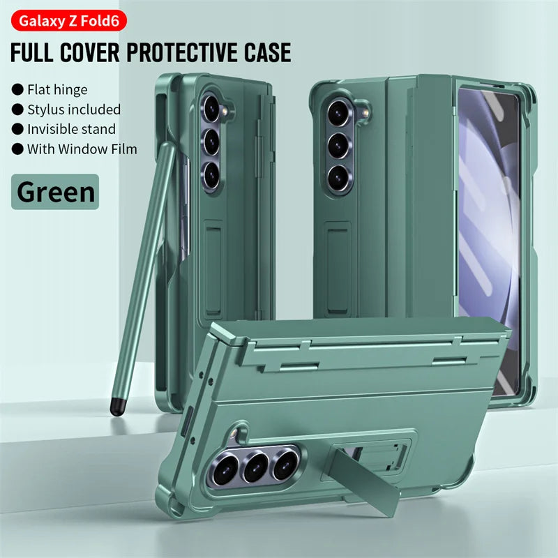 Phone Case With Pen Slot Stylus Hinge bracket Shell Membrane For Samsung Galaxy Z Fold 5 4 3 Case All-Inclusive Z Fold 6 3 Cover