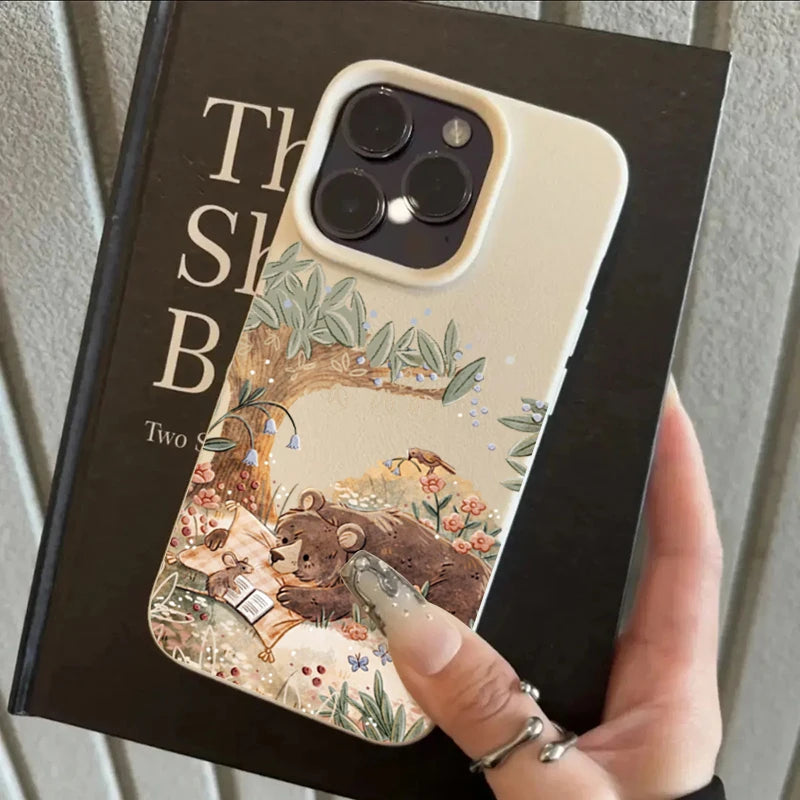 Cartoon Animal Bear Squirrel Phone Case For iPhone 17 16 15 Plus Pro Max Air Cases iPhone 14 Pro Max 16e Cover
