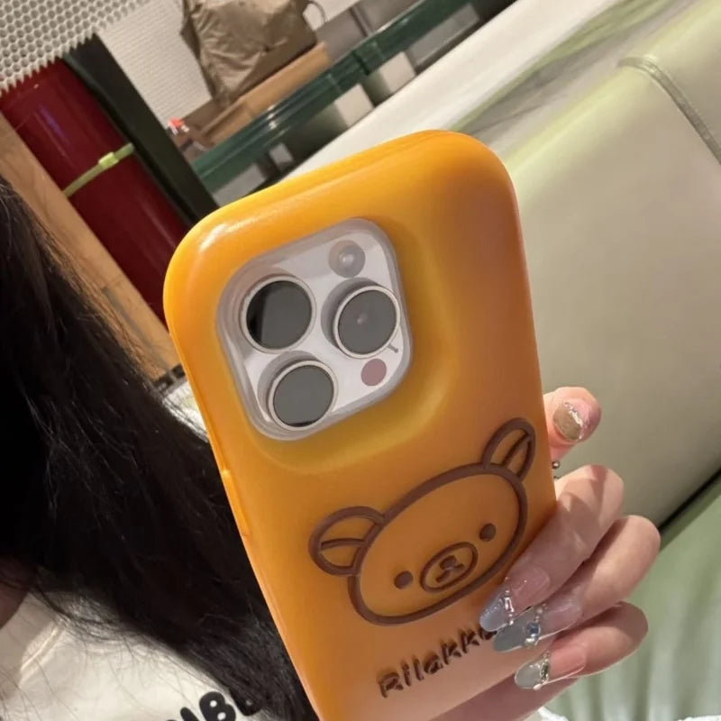 INS Cute 3D Pretzel Bread Bear Phone Case For iPhone 16 15 14 Pro Max Vivid Bakery Sweet Girl Gift Soft Silicone Back Cover