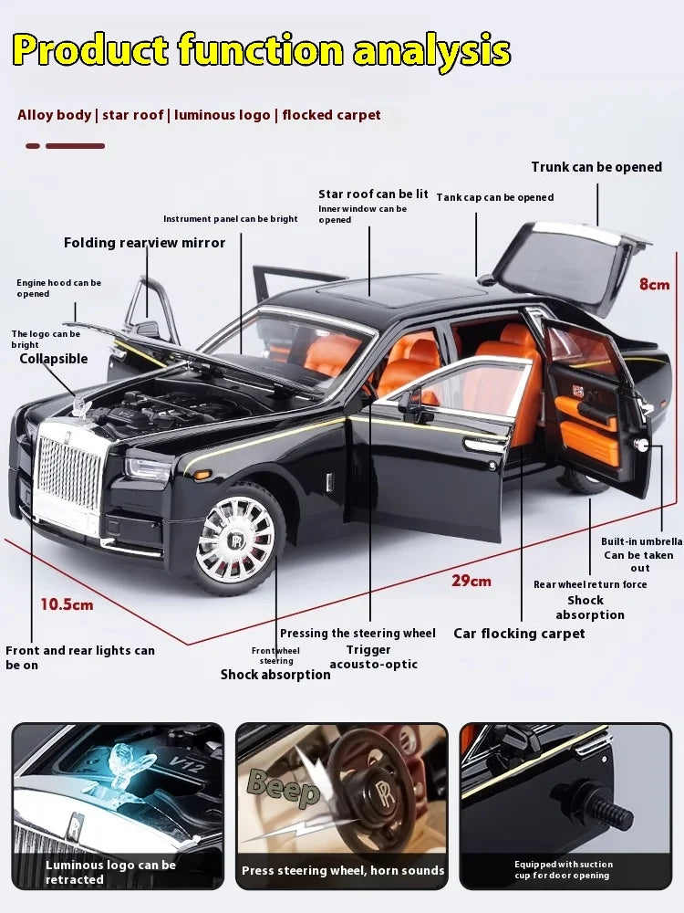 1:18 Rolls Royce Phantom Alloy Diecast Model Car Metal Large Games For Mother Birthday Gifts  Boy Collection Hobby