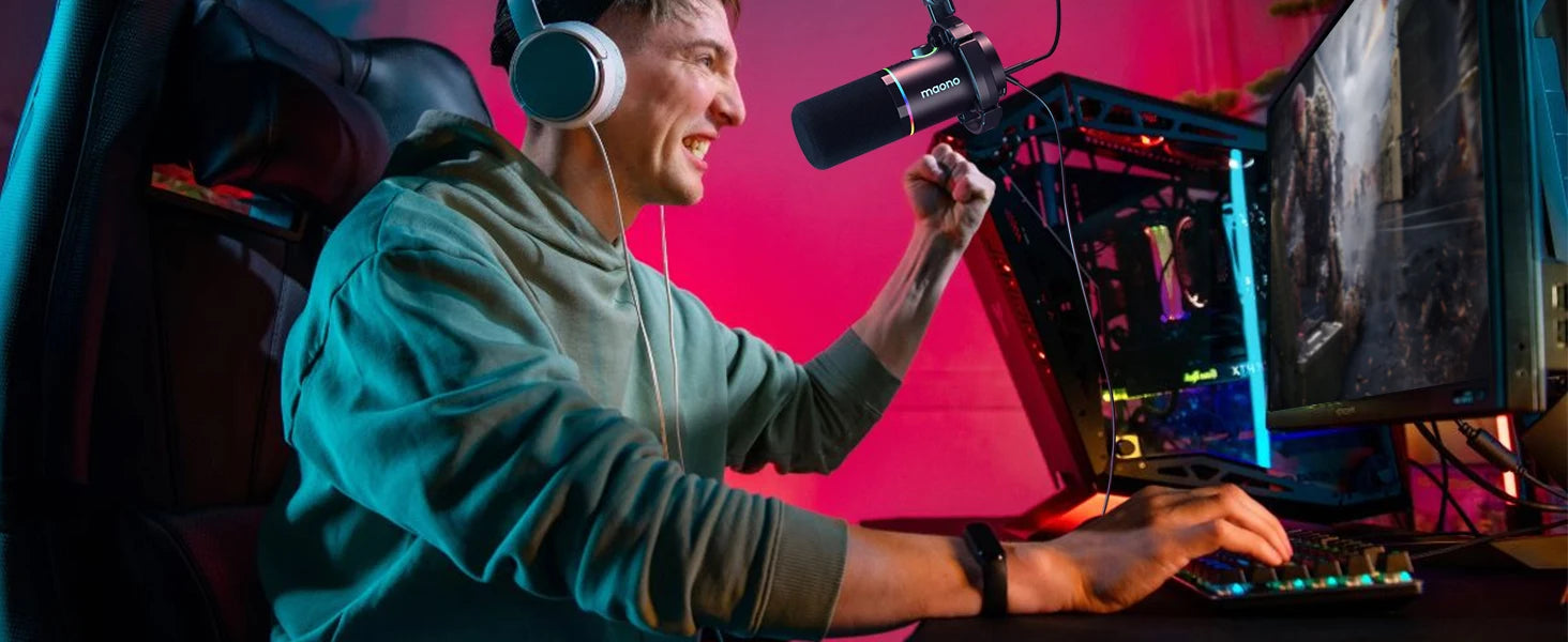 PD200XS Dynamic Microphone XLR/USB Dual mode Dynamic Mic Podcast Mic with Maonolink Software and Gain Knob for Recording