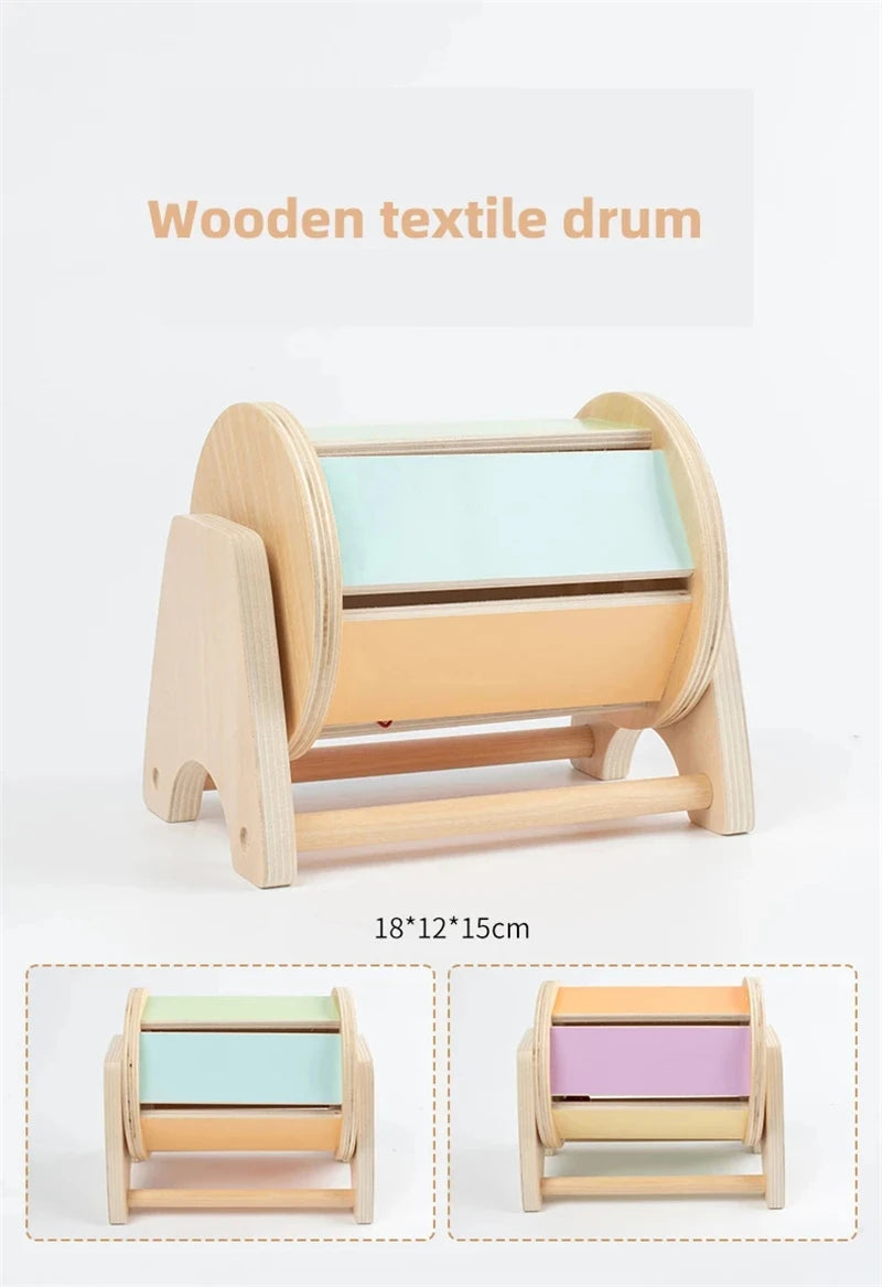 Montessori Coin Ball Box  Toy Wooden Object Permanence Box Macaroon Color Spinning Drum Drawer Box Educational Toys