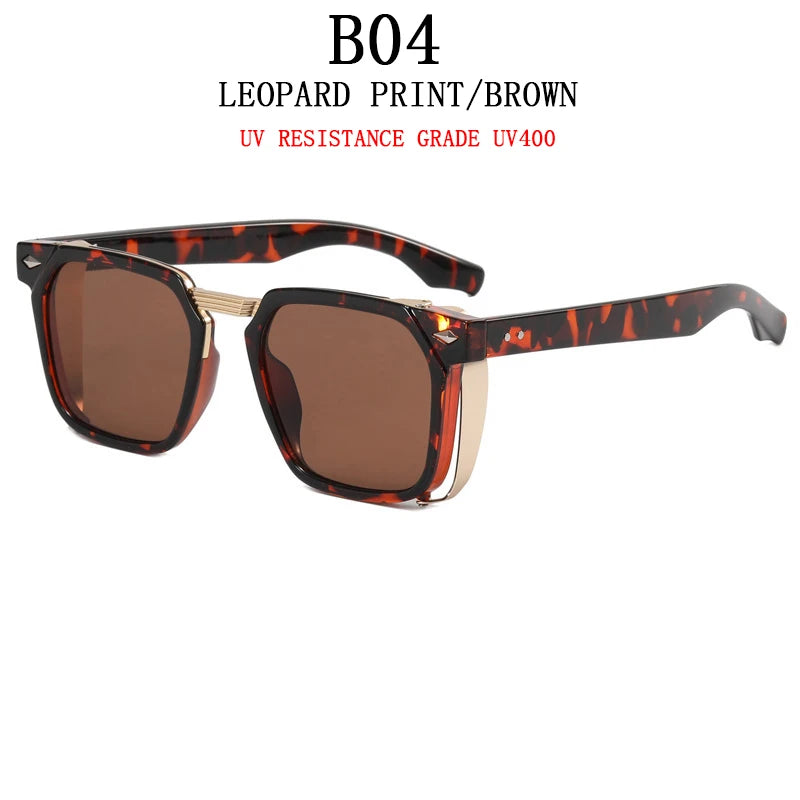 Vintage Square Punk Sunglasses With UV400 Protection
