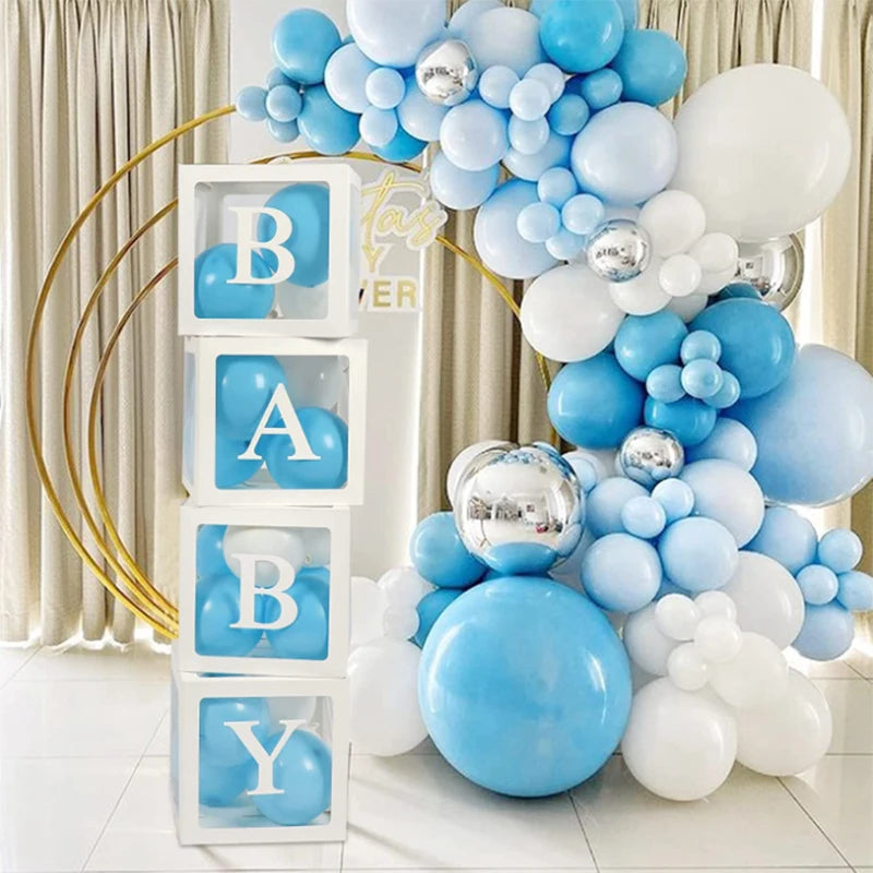 First Birthday Balloon Boxes For Party Decorations 1st Birthday Balloon Blocks Decor with ONE Letter Boy Girl Baby Shower Decor