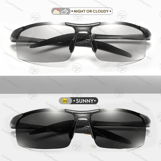 Rimless Photochromic Polarized UV400 Outdoor Driving Sunglasses for Men Women