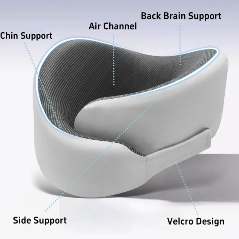 Memory Sponge Neck Pillow Adjustable Size U-shaped Neck Pillows Portable Nap Pillow For Travel Working Cervical Vertebra Protect