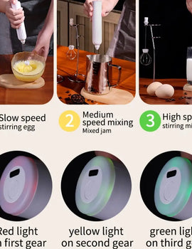 Electric Milk Frother USB Rechargeable Wireless Milk Foamer Coffee Whisk Mixer Egg Beater Mini Frother Handle Stirrer 3 Speeds