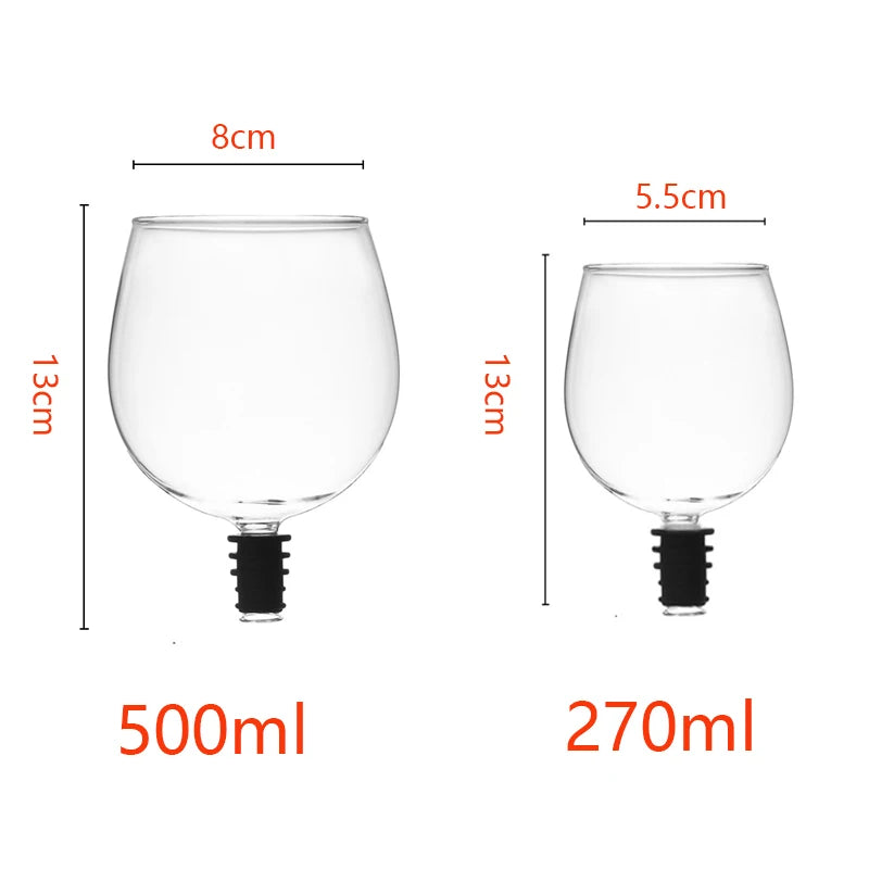 270/500ml Red Wine Glass Goblet To Drink Straight From The Bottle Drink Directly Clear Champagne Glass Cup With Silicone Seal