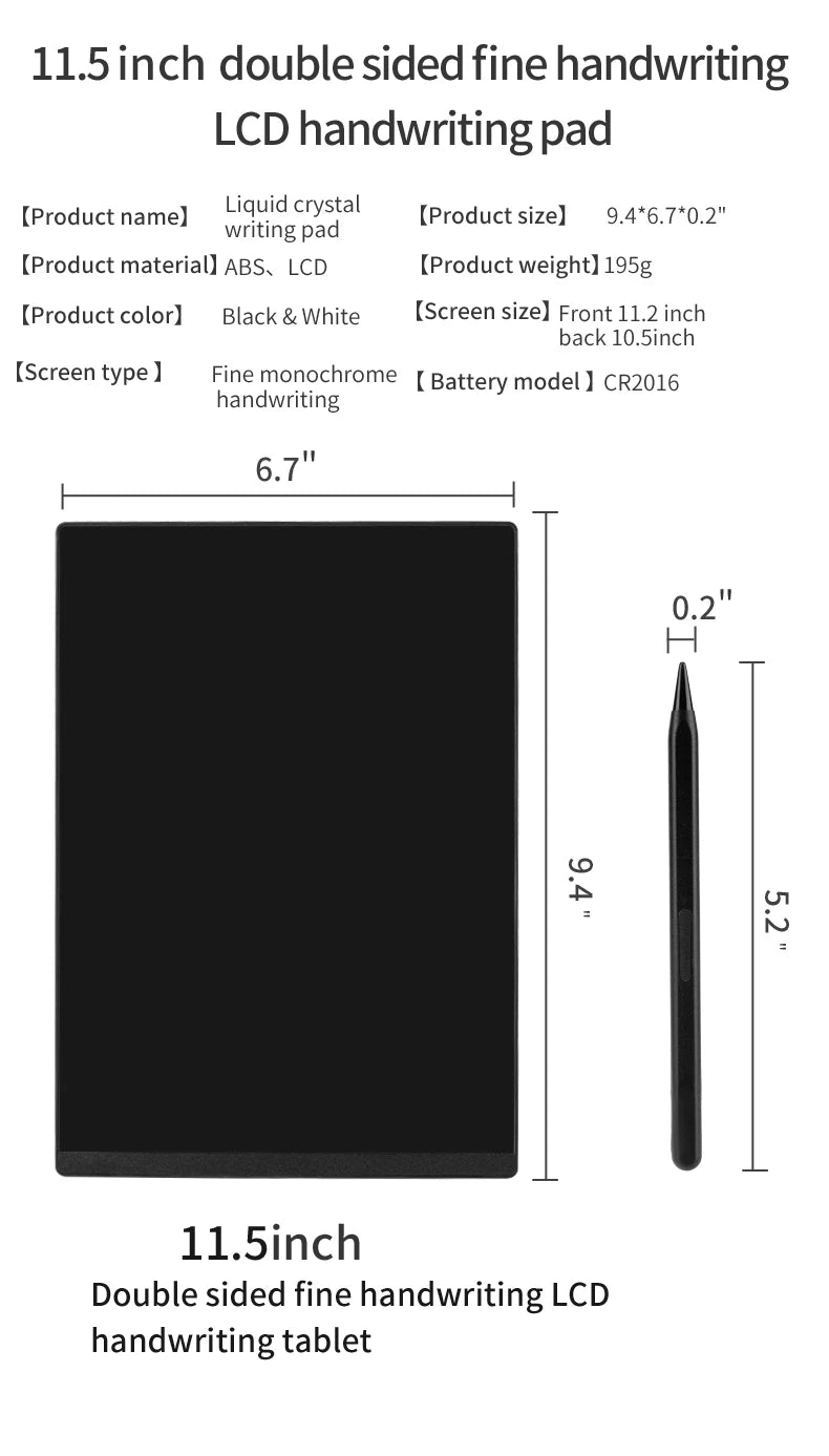 11.5 Inch Full Screen Electronic Drawing Board for  Erasable Magic Blackboard Writing Tablet Graffiti Painting Learn Pad