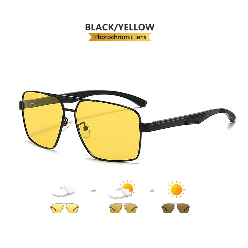 Photochromic Polarized Night Vision Driving Sunglasses UV400 Yellow Lens Goggles for Men Women