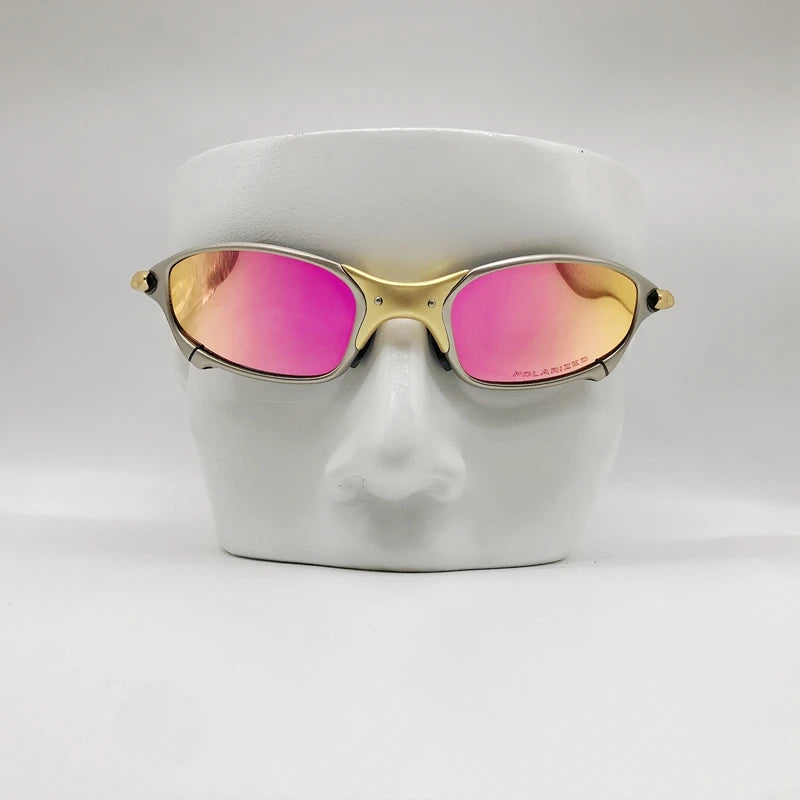 Polarized UV400 MTB Bike Cycling Sunglasses – Silver Metal Frame Riding Fishing Eyewear