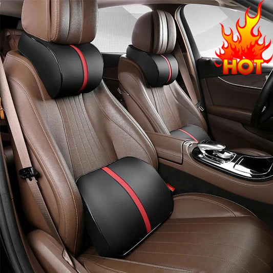 PU Leather Breathable Memory Foam Car Headrest Neck Pillow