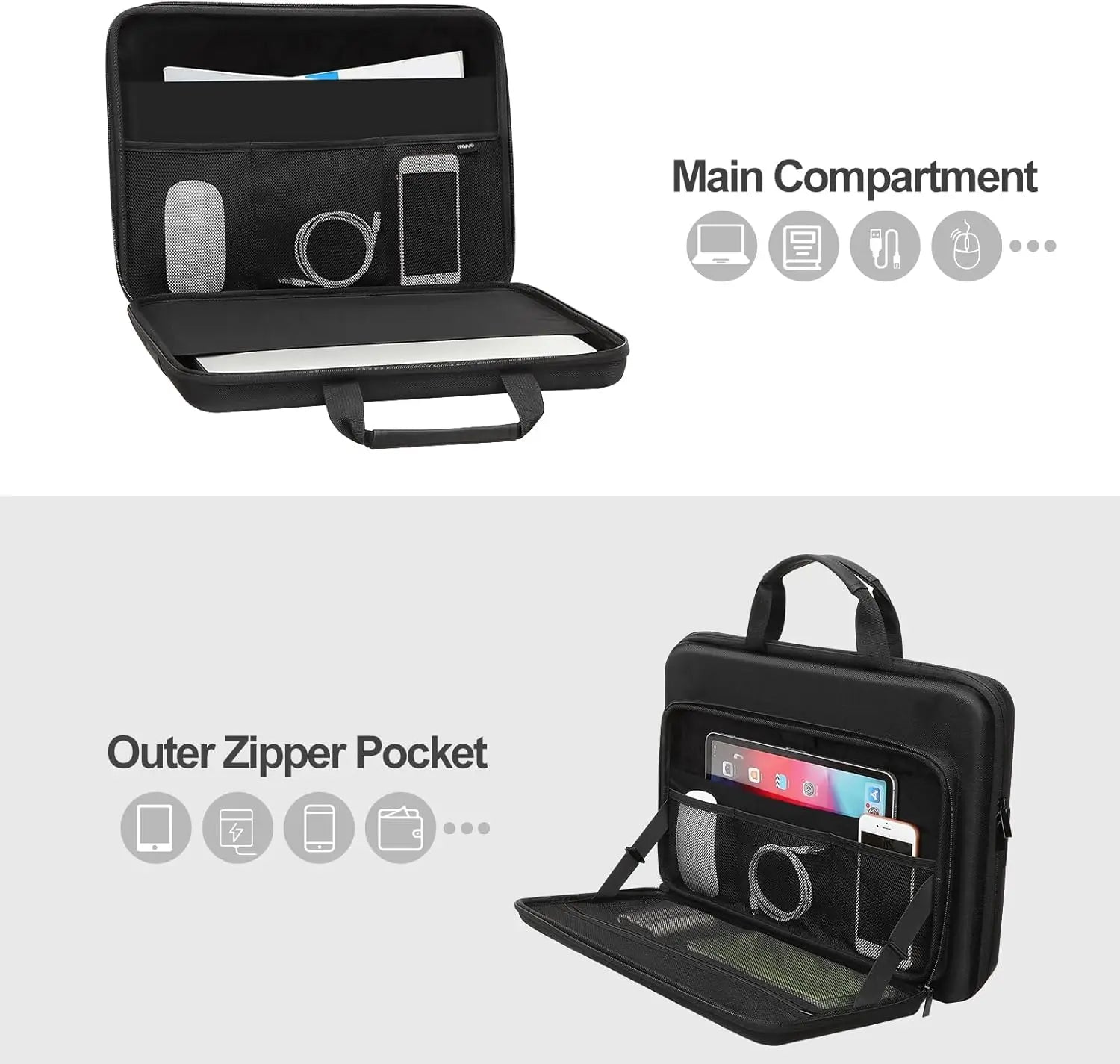 Hard Shell Laptop Sleeve for 13 14 15 16 17 inch Macbook Air Pro M1 M2 M3 M4 HP Notebook Handbag Waterproof EVA Protective Case