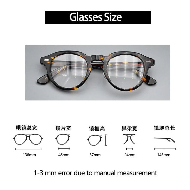 Retro Round Spectacle Luxury Acetate Eyewear Small Size Eyeglasses Optical Prescription Frames