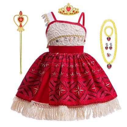 Disney Moana 2 Girls Cosplay Costume Kids One Shoulder Sleeveless Dress 2025 Christmas Party Vaiana Princess Cosplay Costume