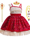 Disney Moana 2 Girls Cosplay Costume Kids One Shoulder Sleeveless Dress 2025 Christmas Party Vaiana Princess Cosplay Costume