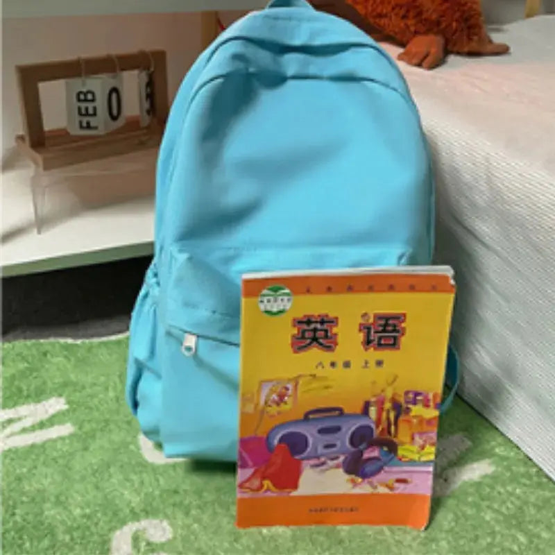 16 inch Backpack Soft Sister Solid Color Large Capacity Student Schoolbag