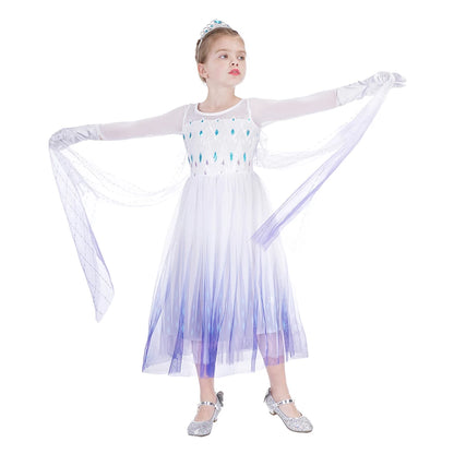 Frozen Princess Elsa Dresses For Girls Costume Kid Cosplay Snow Queen Fantasia Mesh Clothes Carnival Birthday Party Dress